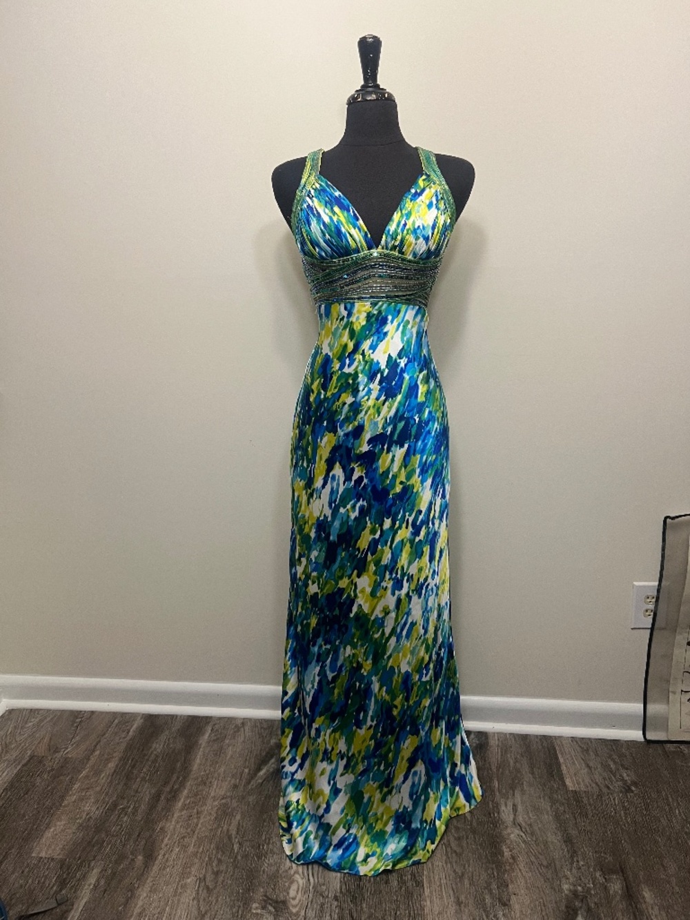 Cachet Multi Color Satin Formal Gown